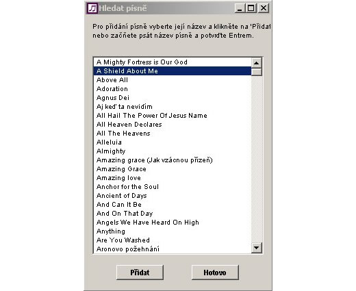 Výběr písně